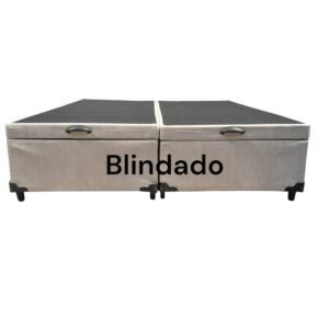 Cama Box Baú King Bipartido Blindado Linhão Bege