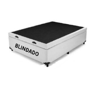 Cama Box Baú Casal Blindado Sintético Branco Com Pistão A Gás
