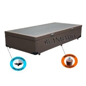 Cama Box Baú Solteirão King Blindado Sintético Marrom