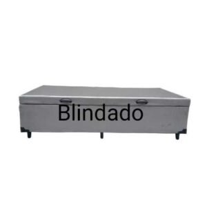 Cama Box Baú Solteirão King Blindado Linhão Cinza