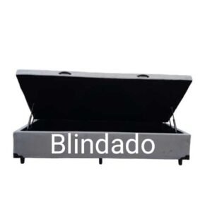 Cama Box Baú Solteirão King Blindado Suede Cinza