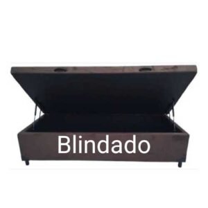 Cama Box Baú Solteirão King Blindado Suede Marrom